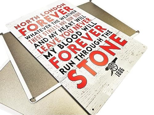 Image of North London Forever Metal Sign Poster Arsenal Pre-match song, Highbury stadium, Wall art decor