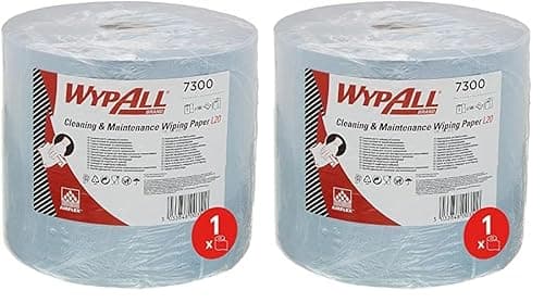 Image of WypAll L20 Cleaning and Maintenance Jumbo Roll Wiping Paper 7300-1 Blue Roll x 500 Blue, 2 Ply Wiping Sheets (Pack of 2)