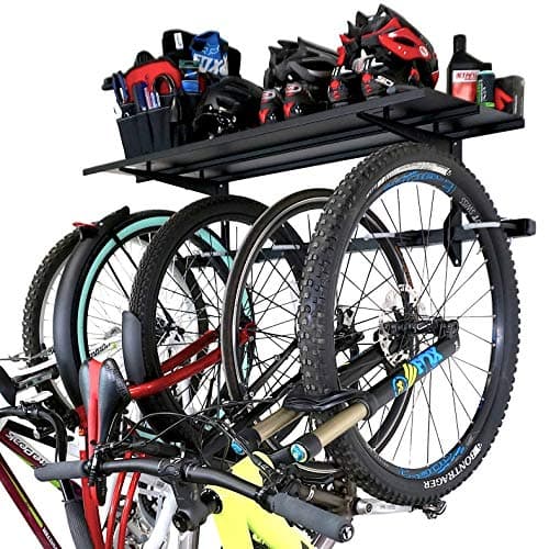Image of StoreYourBoard 5 Bike Storage Rack with Shelf, Holds 135 kg, Indoor Wall Mount, Adjustable Cycling Organizer