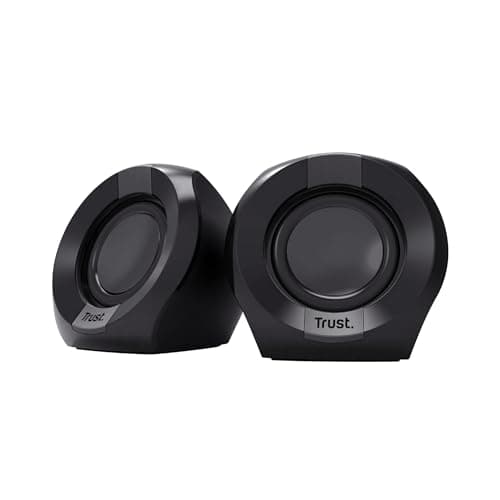 Image of Trust Polo Compact PC Speakers 2.0, 8W (4W RMS), USB Powered Speaker Set, Jack AUX 3.5mm, Inline Control, Small Stereo Computer Speakers for PC Desktop/Laptop - Black