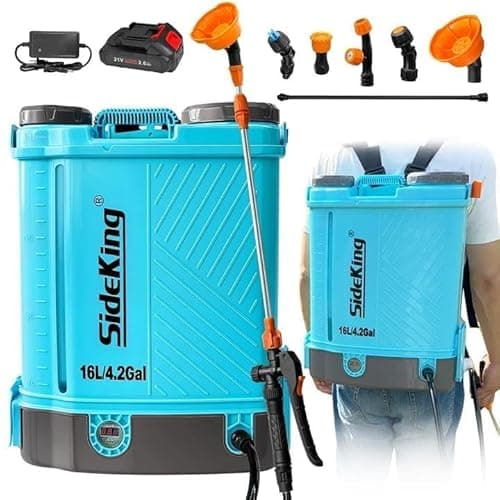 Image of SideKing Knapsack Sprayer 16L, Electric Garden Sprayer Compatible with Makita 18V, Telescopic Wand, 5 Nozzles, 100 PSI Powerful Pressure Sprayer for Gardens, Lawns, Patios, Driveways(Battery Inc)
