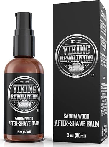 Image of Viking Revolution Aftershave Balm for Men for Sensitive Skin - Sandalwood Scent - Soothes and Moisturizes Face After Shaving - Eliminates Razor Burn for A Silky Smooth Finish - After Shave Balm Men
