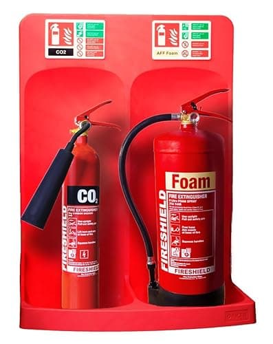 Image of Double Red Fire Extinguisher Stand - FireShield