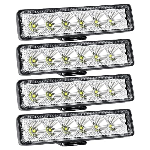 Image of Willpower 4pcs 18W 6 Inch LED Work Light Spot Beam Single Row LED Light Bar 12V 24V Super Slim Offroad Driving Lights Fog Lamps for Truck Tractor Boat 4x4 Car SUV ATV