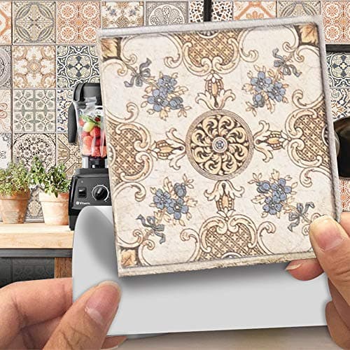 Image of HORIWE 8x8 Inches Tile Stickers 20pc Backsplash PVC Waterproof Oil Proof Self Adhesive DIY Kitchen Bathroom New Wall Stickers Home Decor 20x20