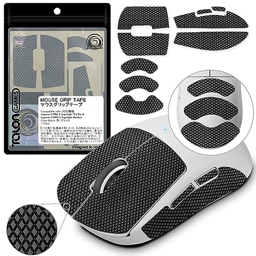 Image of TALONGAMES Mouse Anti Slip Grip Tape Compatible with Logitech G Pro X Superlight/Superlight 2 Wireless Gaming Mouse, Palm Sweat Absorption, Thin 0.5mm, Cut to Fit, Easy to Apply, Mouse Skin