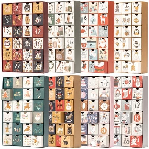 Image of Fill Your Own Advent Calendar 24 Days Reusable 1-24 Empty Drawers for Christmas Countdown (Green)