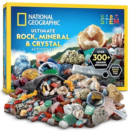 Image of NATIONAL GEOGRAPHIC Rock Collection Box for Kids – 300 Piece Gemstones, Minerals & Crystals Science Kit, Geology Gift for Boys & Girls