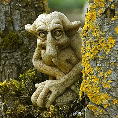 Image of BBVP Stone Figurine Gargoyle Statue Garden Sculpture Embrace Knees, Gothic Peeping Gargoyle Guardian Statues Outdoor Garden Exquisite Stone Statues Decorations Ornaments(14 * 10cm)