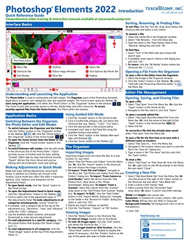 Image of Adobe Photoshop Elements 2022 Introduction Quick Reference Training Tutorial Guide (Cheat Sheet of Instructions, Tips & Shortcuts - Laminated Card)