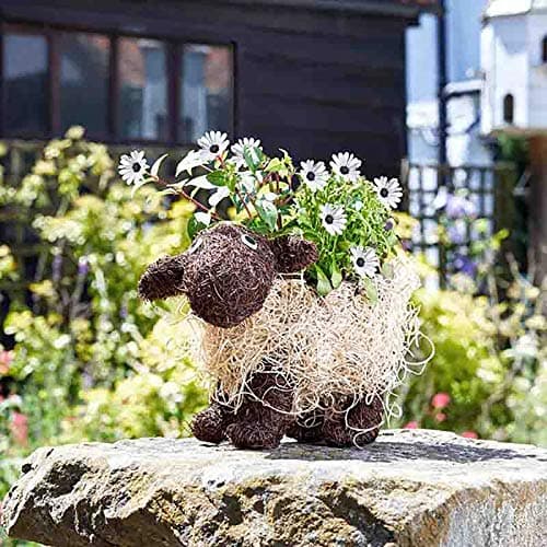 Image of Garden Mile Garden Sheep Planter Novelty Rattan Plant Pot Indoor Outdoor Farm Animal Themed Flower Planter Straw Patio Decoration 26cm x 15cm x 33cm