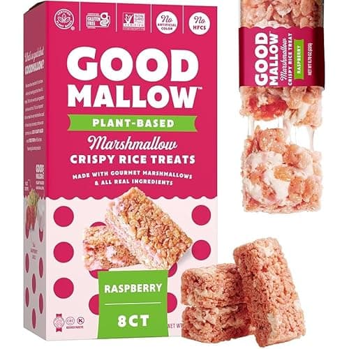 Image of Good Mallow Plant Based Marshmallow Crispy Rice Treats Raspberry - 8 ct. 2 x 176g