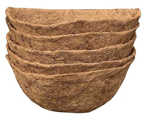 Image of Selections Preformed Half Round Coco Liner for Garden Wall Basket Hayrack Planter (40cm / 16 Inch) - Pack of 5
