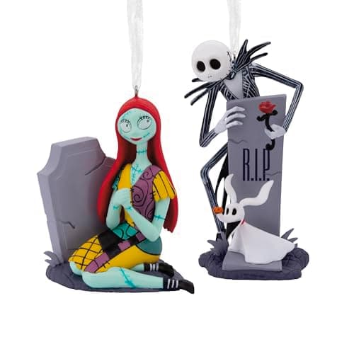 Image of Hallmark Storied Moments, Jack Skellington & Sally Hanging Christmas Ornament, Disney The Nightmare Before Christmas, Tree Decoration